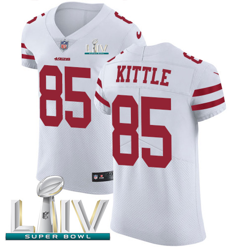 49ers #85 George Kittle White Super Bowl LIV 2020 Men's Stitched Vapor Untouchable Elite Jersey