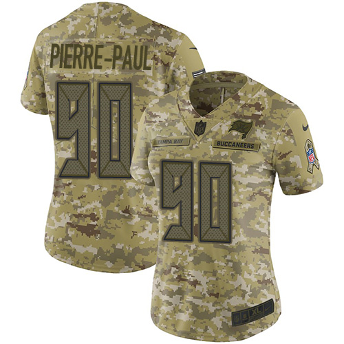 Tampa Bay Buccaneers #90 Jason Pierre-Paul Camo Women's Stitched Limited 2018 Salute to Service Jersey Womens
