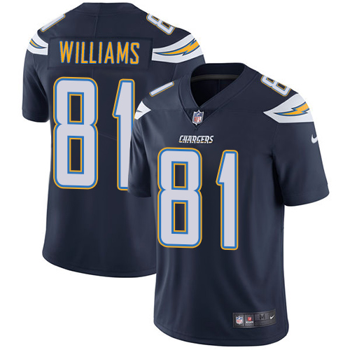 Los Angeles Chargers #81 Mike Williams Navy Blue Team Color Men's Stitched Vapor Untouchable Limited Jersey Men's