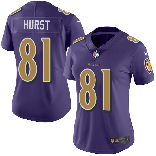 Baltimore Ravens #81 Hayden Hurst Purple Women's Stitched Limited Rush Jersey Womens