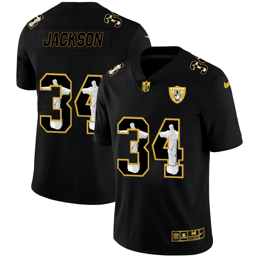 Las Vegas Raiders #34 Bo Jackson Carbon Black Vapor Cristo Redentor Limited Jersey