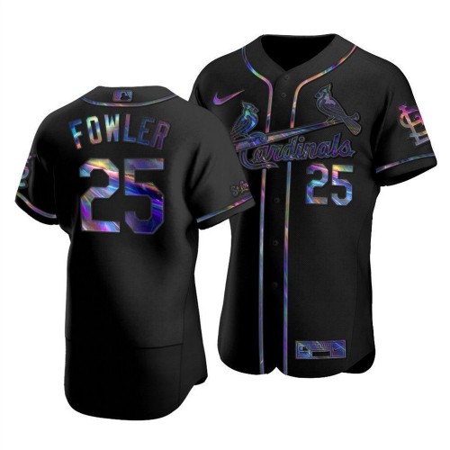 St. Louis St.Louis Cardinals #25 Dexter Fowler Men's Iridescent Holographic Collection Jersey - Black Men's