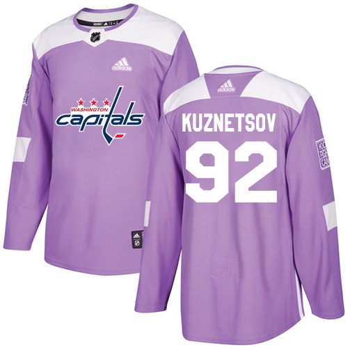 Adidas Washington Capitals #92 Evgeny Kuznetsov Purple Authentic Fights Cancer Stitched Youth Jersey Youth