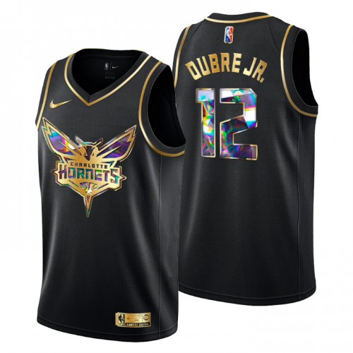 Charlotte Charlotte Hornets #12 Kelly Oubre Jr. Mens Golden Edition Diamond Logo 2021/22 Swingman Jersey - Black Mens