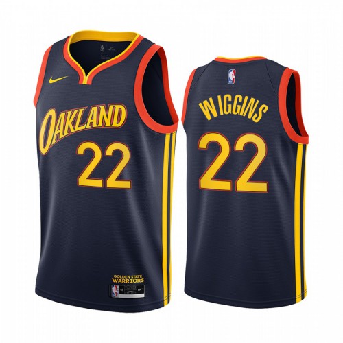 Golden State Warriors #22 Andrew Wiggins Navy Swingman 2020-21 City Edition Jersey Mens