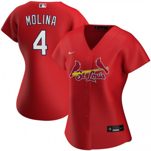 St. Louis St.Louis Cardinals #4 Yadier Molina Women's Alternate 2020 Player Jersey Red Womens