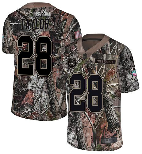Colts #28 Jonathan Taylor Camo Men's Stitched Limited Rush Realtree Jersey