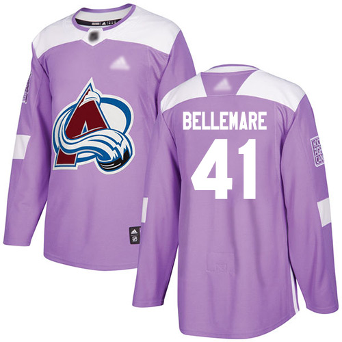 Adidas Colorado Avalanche #41 Pierre-Edouard Bellemare Purple Authentic Fights Cancer Stitched Jersey Men's