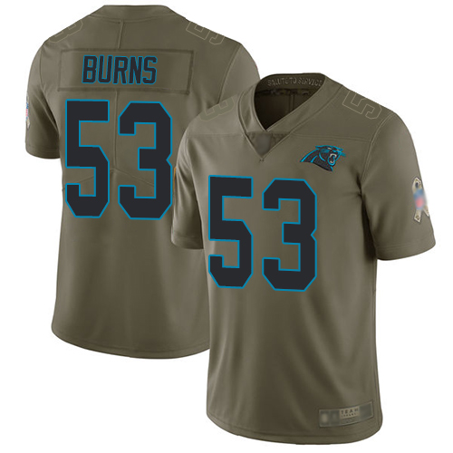 Panthers #53 Brian Burns Olive Men's Stitched Limited 2017 Salute To Service Jersey