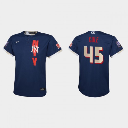 New York New York Yankees #45 Gerrit Cole Youth 2021 All Star Game Navy Jersey Youth