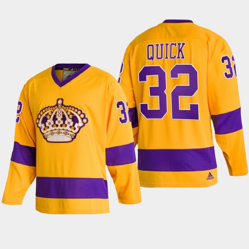Adidas Los Angeles Kings #32 Jonathan Quick Team Classics Gold Men's 2022 Throwback Jersey Men's