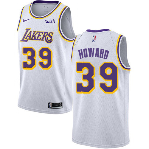Los Angeles Lakers #39 Dwight Howard White Swingman Association Edition Jersey Mens