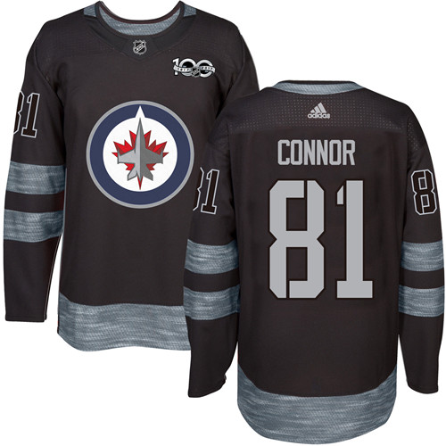 Adidas Winnipeg Jets #81 Kyle Connor Black 1917-2017 100th Anniversary Stitched Jersey Men's