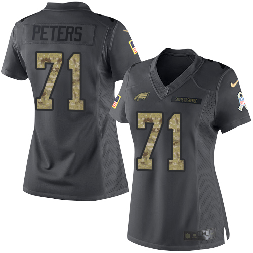 Philadelphia Eagles #71 Jason Peters Black Women's Stitched Limited 2016 Salute to Service Jersey Womens