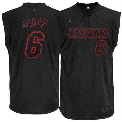 Miami Heat #6 LeBron James Black on Black Stitched Jersey Mens