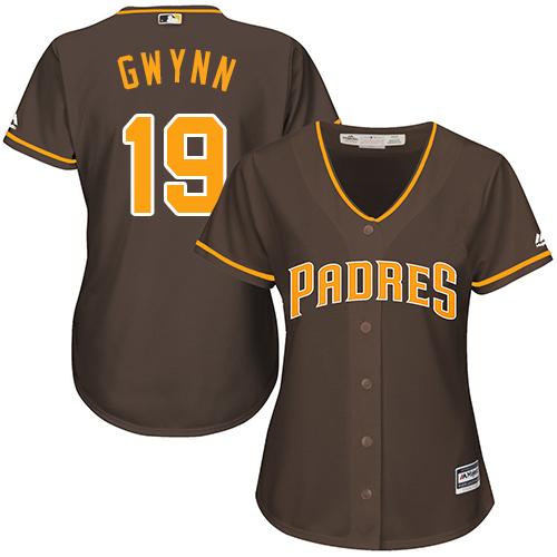 San Diego Padres #19 Tony Gwynn Brown Alternate Women's Stitched Jersey Womens