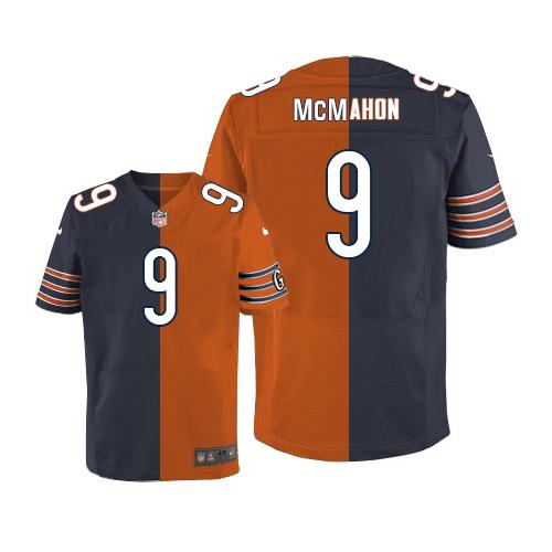 Chicago Bears #9 Jim McMahon Navy Blue/Orange Men's Stitched Elite Split Jersey Men's