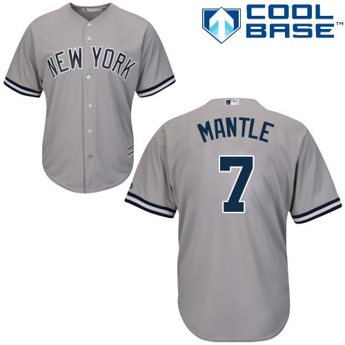 New York Yankees #7 Mickey Mantle Stitched Grey Youth Jersey Youth