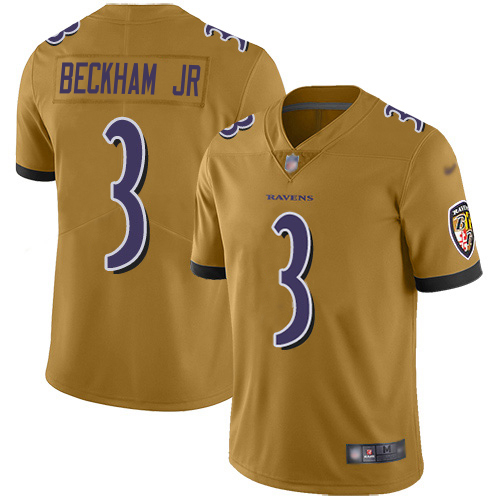 Ravens #3 Odell Beckham Jr. Gold Men's Stitched Limited Inverted Legend Jersey