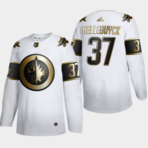Winnipeg Winnipeg Jets #37 Connor Hellebuyck Men's Adidas White Golden Edition Limited Stitched Jersey Men's