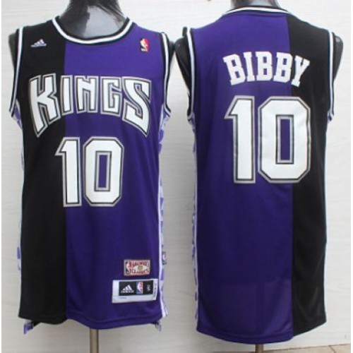 Sacramento Kings #10 Mike Bibby Purple/Black Throwback Stitched Jersey Mens
