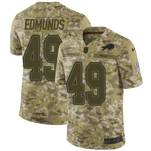Bills #49 Tremaine Edmunds Camo Men's Stitched Limited 2018 Salute To Service Jersey