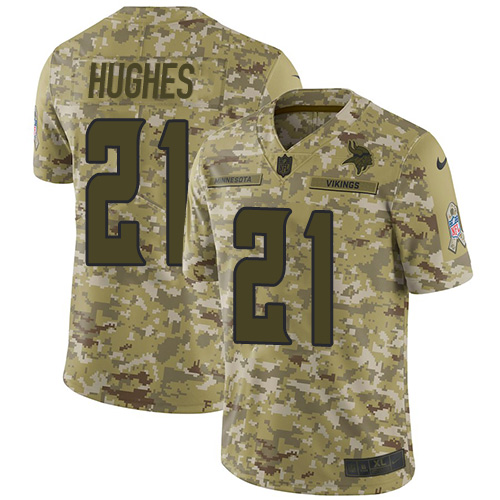 Minnesota Vikings #21 Mike Hughes Camo Youth Stitched Limited 2018 Salute to Service Jersey Youth