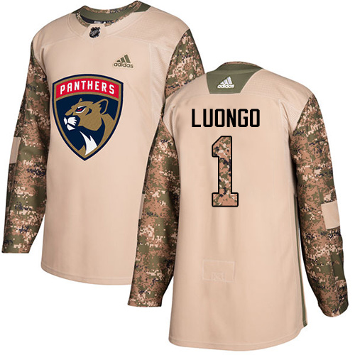 Adidas Florida Panthers #1 Roberto Luongo Camo Authentic 2017 Veterans Day Stitched Jersey Men's