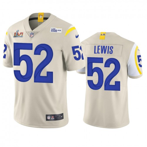 Los Angeles Los Angeles Rams #52 Terrell Lewis Men's Super Bowl LVI Patch Vapor Limited Jersey - Bone Men's