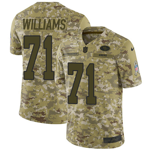 San Francisco San Francisco 49ers #71 Trent Williams Camo Men's Stitched Limited 2018 Salute To Service Jersey Men's