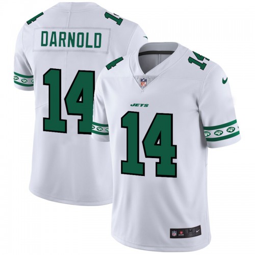 New York New York Jets #14 Sam Darnold White Team Logo Vapor Limited Jersey Men's