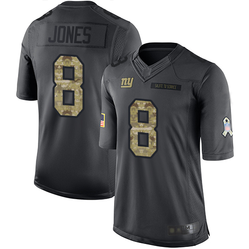 Giants #8 Daniel Jones Black Men's Stitched Limited 2016 Salute To Service Jersey