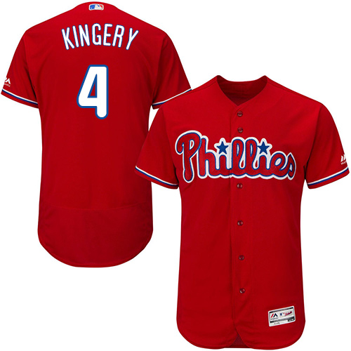 Philadelphia Phillies #4 Scott Kingery Red Flexbase Authentic Collection Stitched Jersey Men's