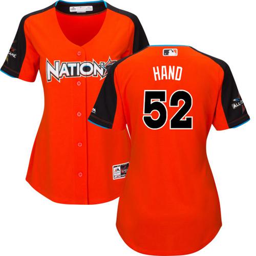 San Diego Padres #52 Brad Hand Orange 2017 All-Star National League Women's Stitched Jersey Womens