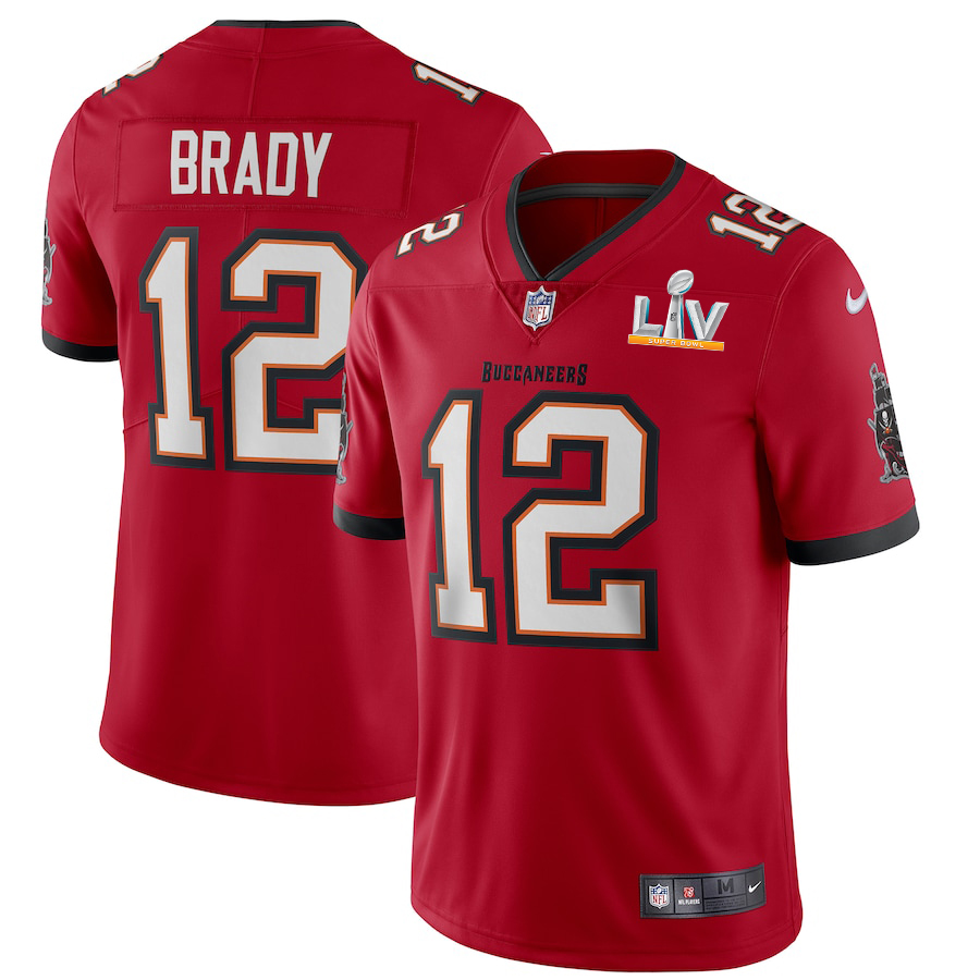 Tampa Bay Buccaneers #12 Tom Brady Youth Super Bowl LV Bound Red Vapor Limited Jersey