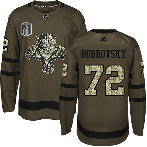 Adidas Lightning #72 Sergei Bobrovsky Green 2023 Stanley Cup Final Patch 2023 Stanley Cup Final Patch Salute To Service Stitched Jersey