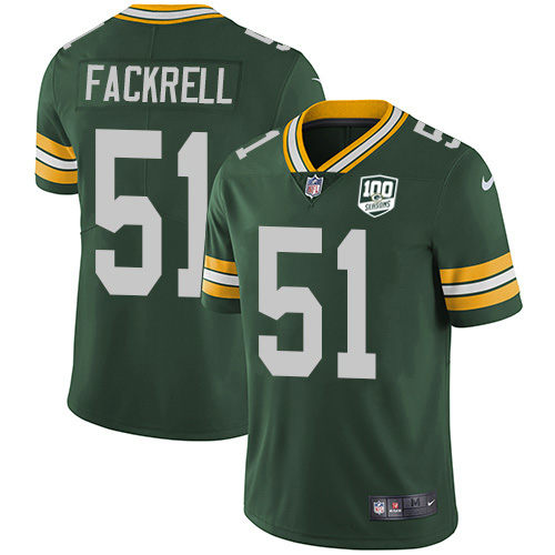Green Bay Packers #51 Kyler Fackrell Green Team Color Men's 100th Season Stitched Vapor Untouchable Limited Jersey Men's