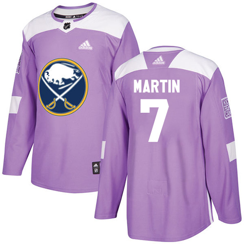 Adidas Buffalo Sabres #7 Rick Martin Purple Authentic Fights Cancer Stitched Jersey Men's