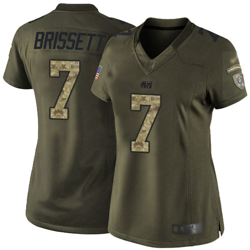 Indianapolis Colts #7 Jacoby Brissett Green Women's Stitched Limited 2015 Salute to Service Jersey Womens