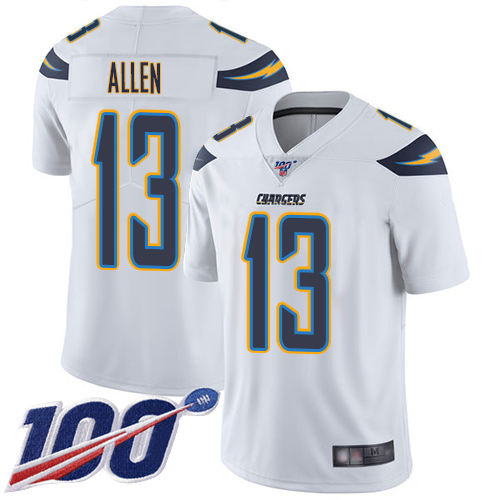 Chargers #13 Keenan Allen White Men's Stitched 100th Season Vapor Limited Jersey