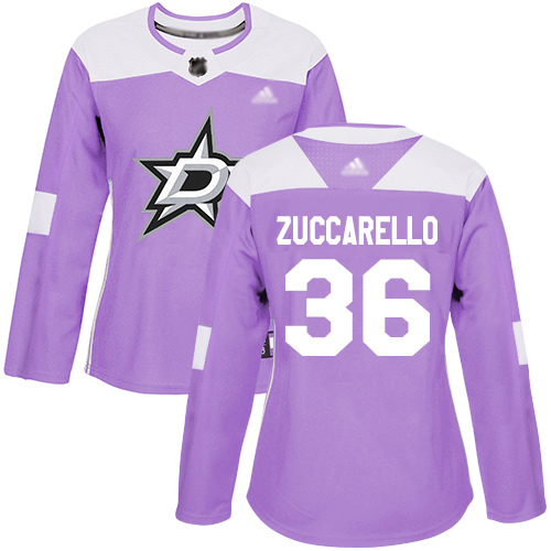 Adidas Dallas Stars #36 Mats Zuccarello Purple Authentic Fights Cancer Women's Stitched Jersey Womens