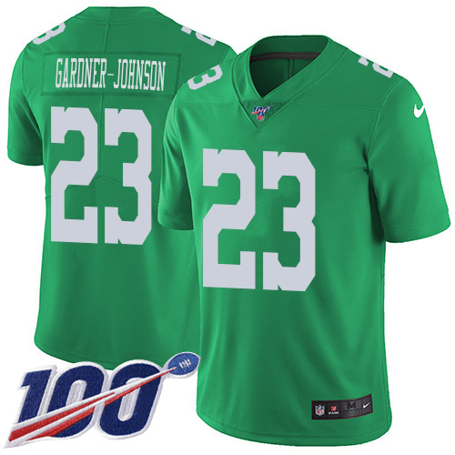 Eagles #23 C.J. Gardner-Johnson Green Men's Stitched Limited Rush 100th Season Jersey