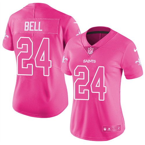New Orleans Saints #24 Vonn Bell Pink Women's Stitched Limited Rush Fashion Jersey Womens