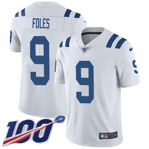 Colts #9 Nick Foles White Youth Stitched 100th Season Vapor Limited Jersey