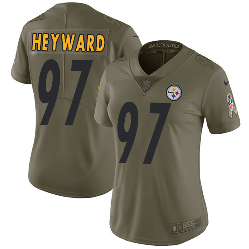 Pittsburgh Steelers #97 Cameron Heyward Olive Women's Stitched Limited 2017 Salute to Service Jersey Womens