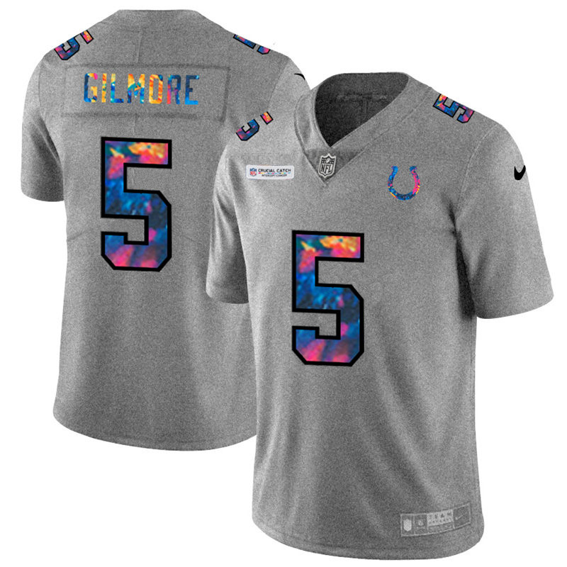 Indianapolis Colts #5 Stephon Gilmore Men's Multi-Color 2020 Crucial Catch Jersey Greyheather