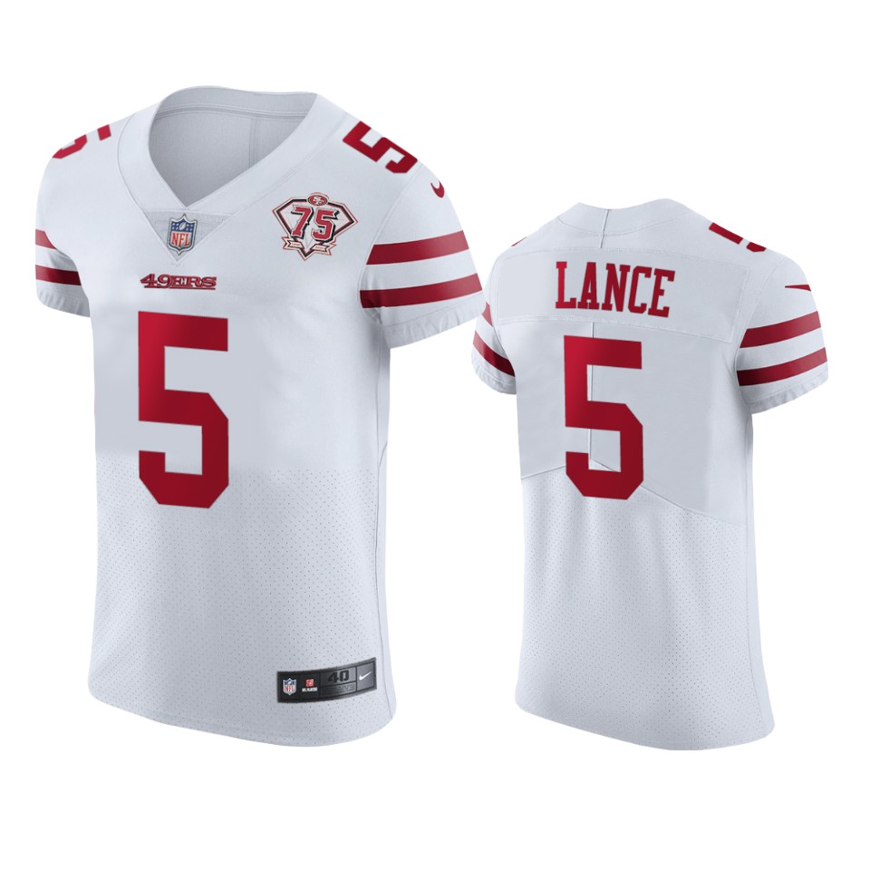 49ers #5 Trey Lance White Men's 75th Anniversary Stitched Vapor Untouchable Elite Jersey