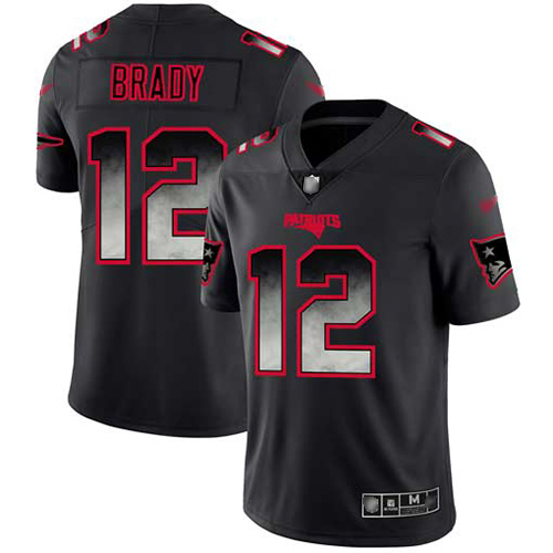 Patriots #12 Tom Brady Black Men's Stitched Vapor Untouchable Limited Smoke Fashion Jersey