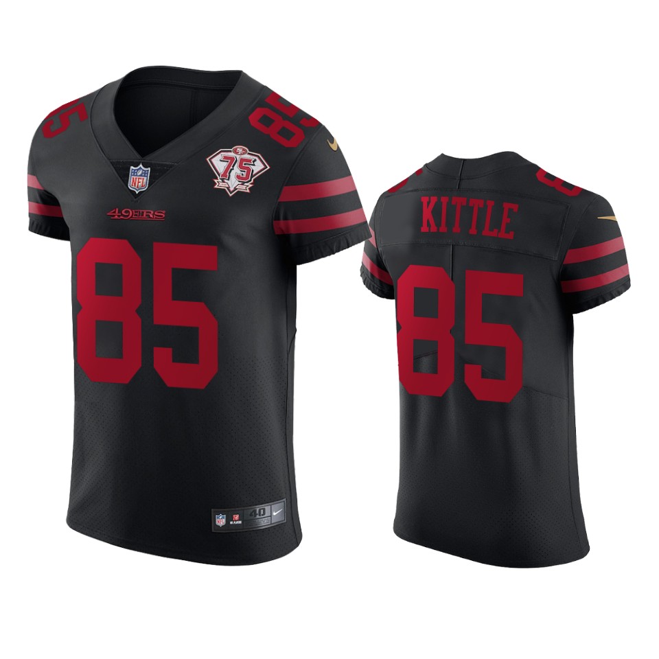 49ers #85 George Kittle Black Alternate Men's 75th Anniversary Stitched Vapor Untouchable Elite Jersey