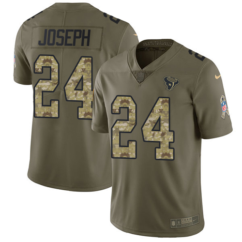 Houston Texans #24 Johnathan Joseph Olive/Camo Youth Stitched Limited 2017 Salute to Service Jersey Youth